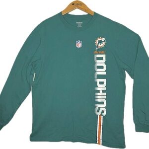 Reebok Miami Dolphins Teal/White Long Sleeve Fan Tee